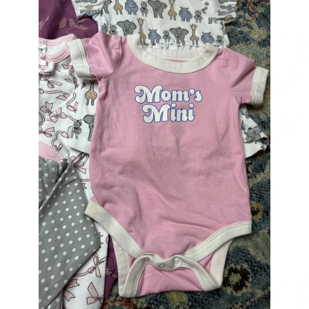 Girls 3-6M Pink Purple‎ Bundle HB Carter's Cat & Jack Bodysuits Sleeper GUC